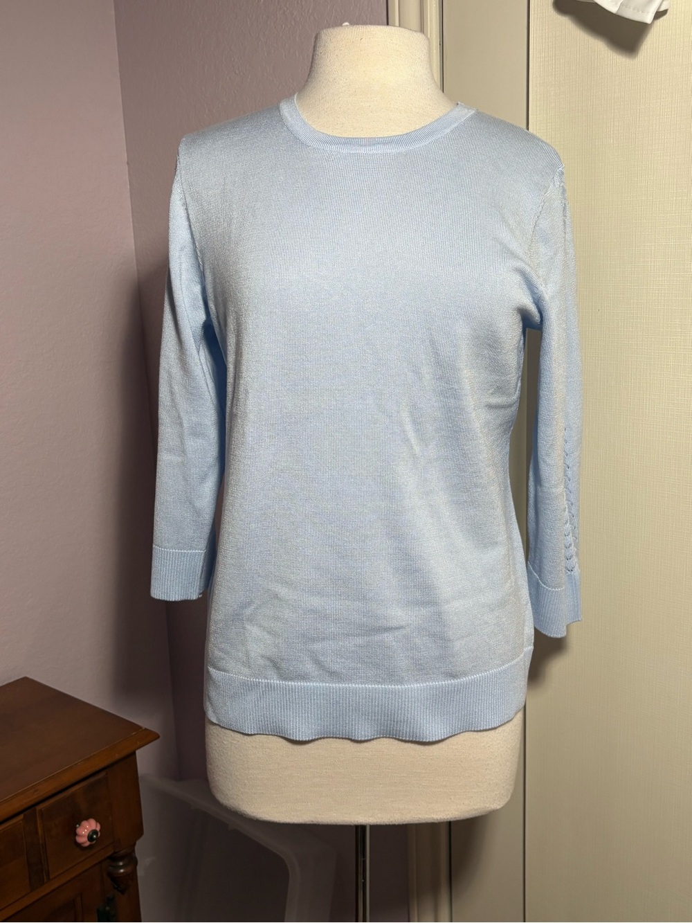 Melissa Paige Heather Blue Crewneck Sweater. 3/4 Sleeve. NWT. $46.50